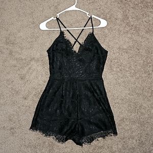 Miami black lace romper, size: Small
